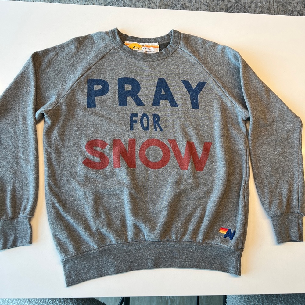 Aviator Nation Sweatshirt Pray for Snow Size Medium Used